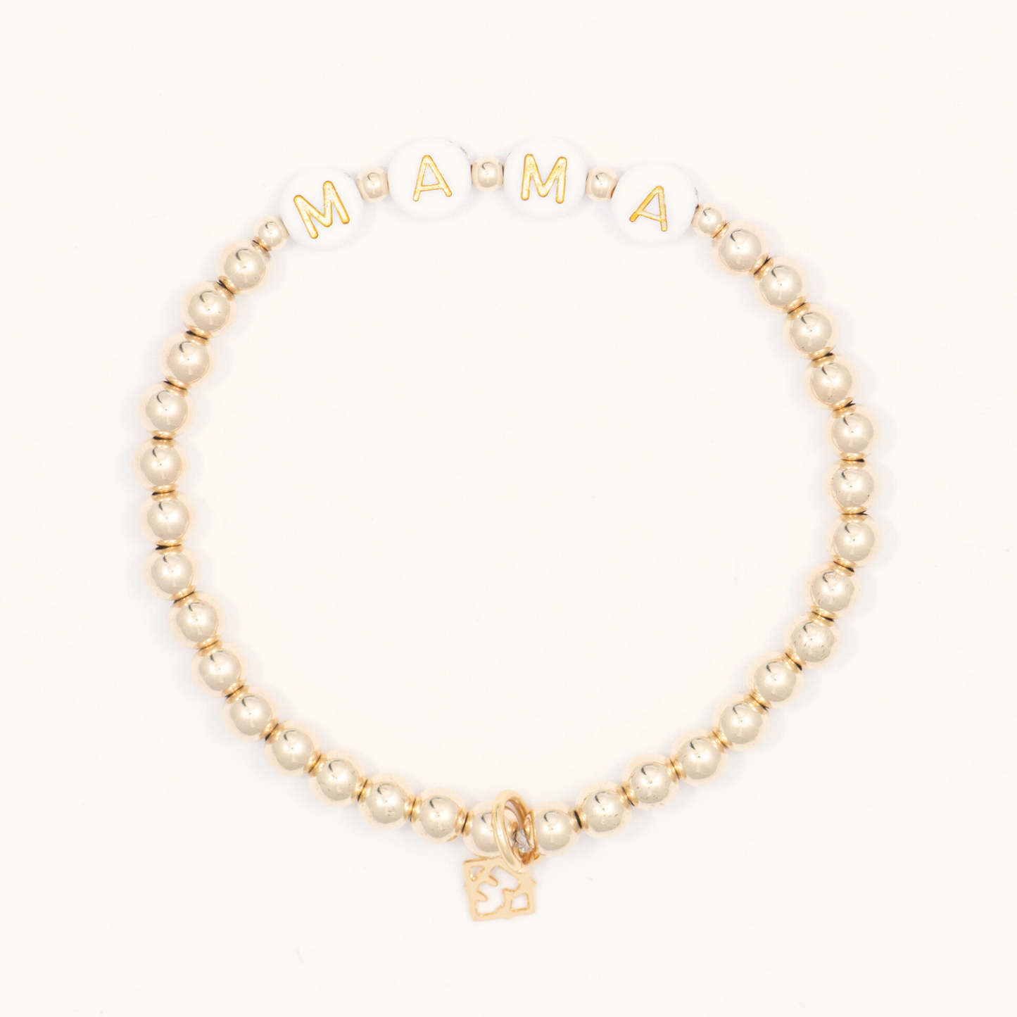 Beaded bracelet with gold clasp on a white background