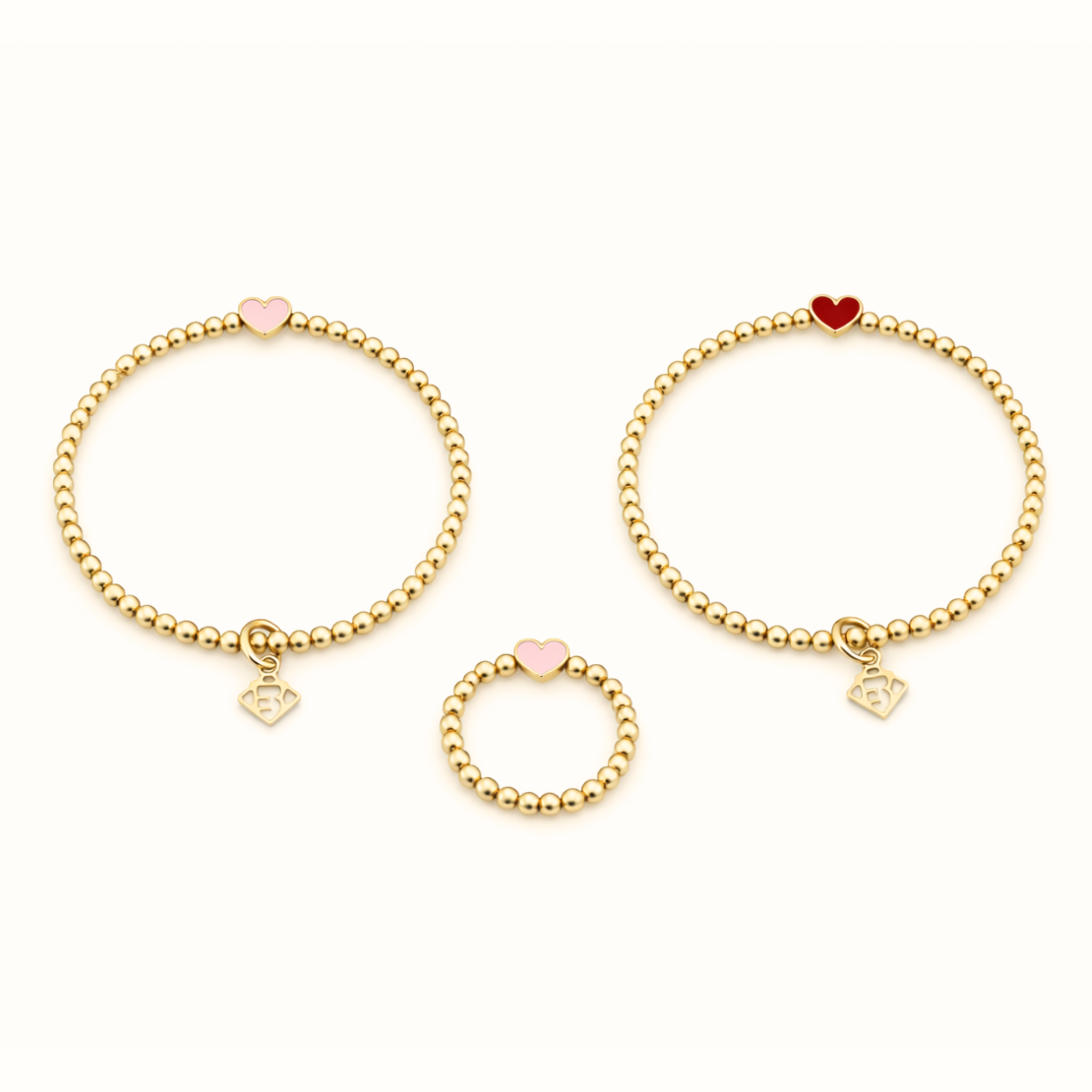 Gold Heart Bracelet – Cherry Red Enamel Gift – ElyseRyan Jewelry