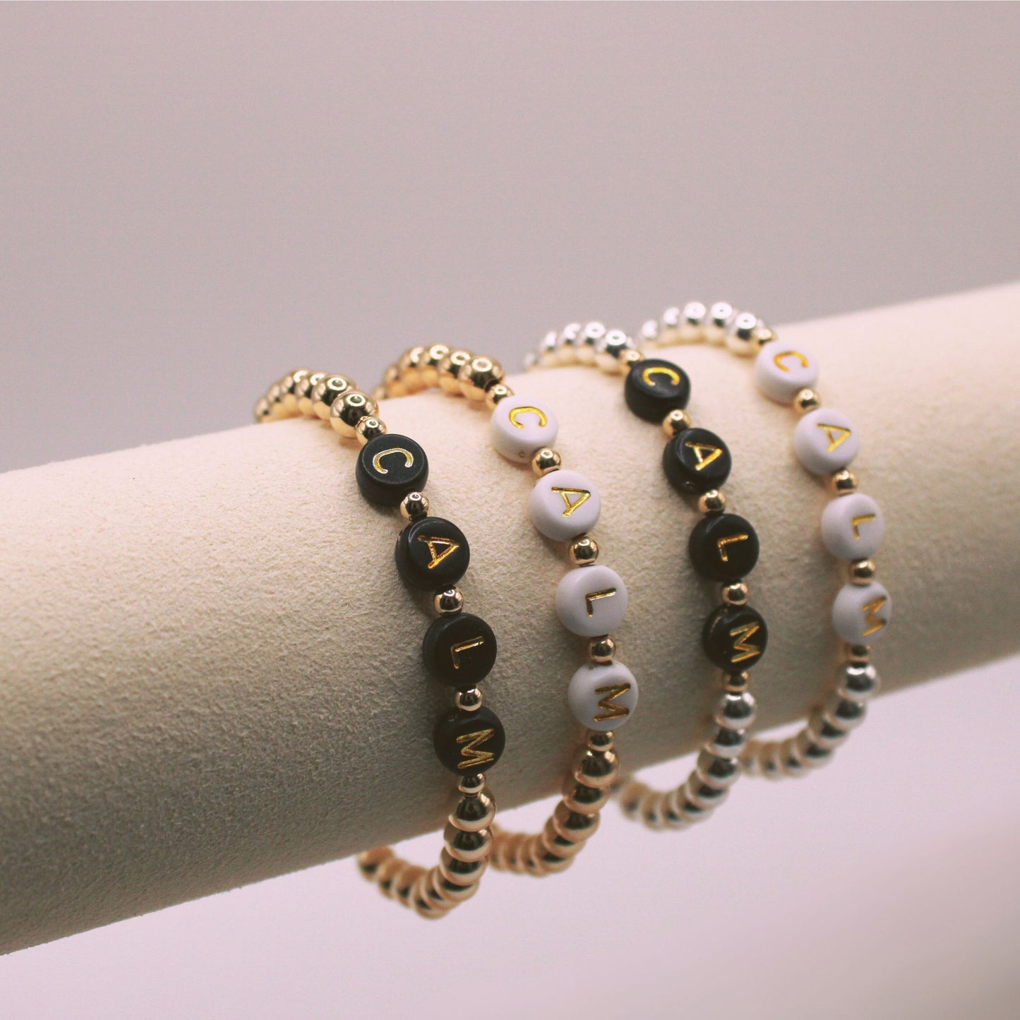 Thoughtful Calm Bracelet Gold Beaded Stackable Jewelry